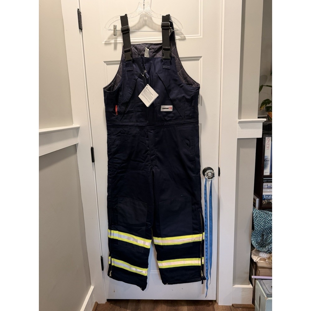 NWT Lakeland FR Insulated Bib Overalls Navy‎ Blue XL NFPA 2112 CAT 4 Hi-Vis